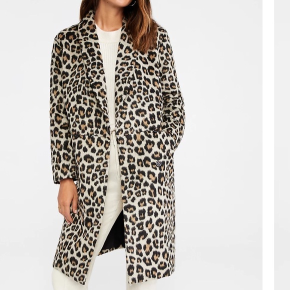 Ann Taylor Brushed Leopard Print Shawl Collar Cocoon Coat 553115 - Picture 3 of 10